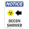 Signmission OSHA Notice, 5" Height, Decon Shower Left Arrow Sign With Symbol, 5" X 3.5", Portrait OS-NS-D-35-V-10953 - alternate 1